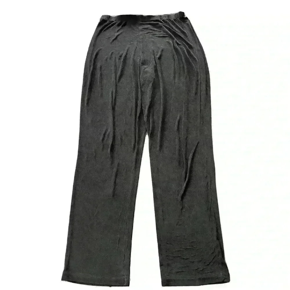 Chicos Travelers Straight Leg Pants Sz 2 Black Stretch Slinky Knit Comfort Waist